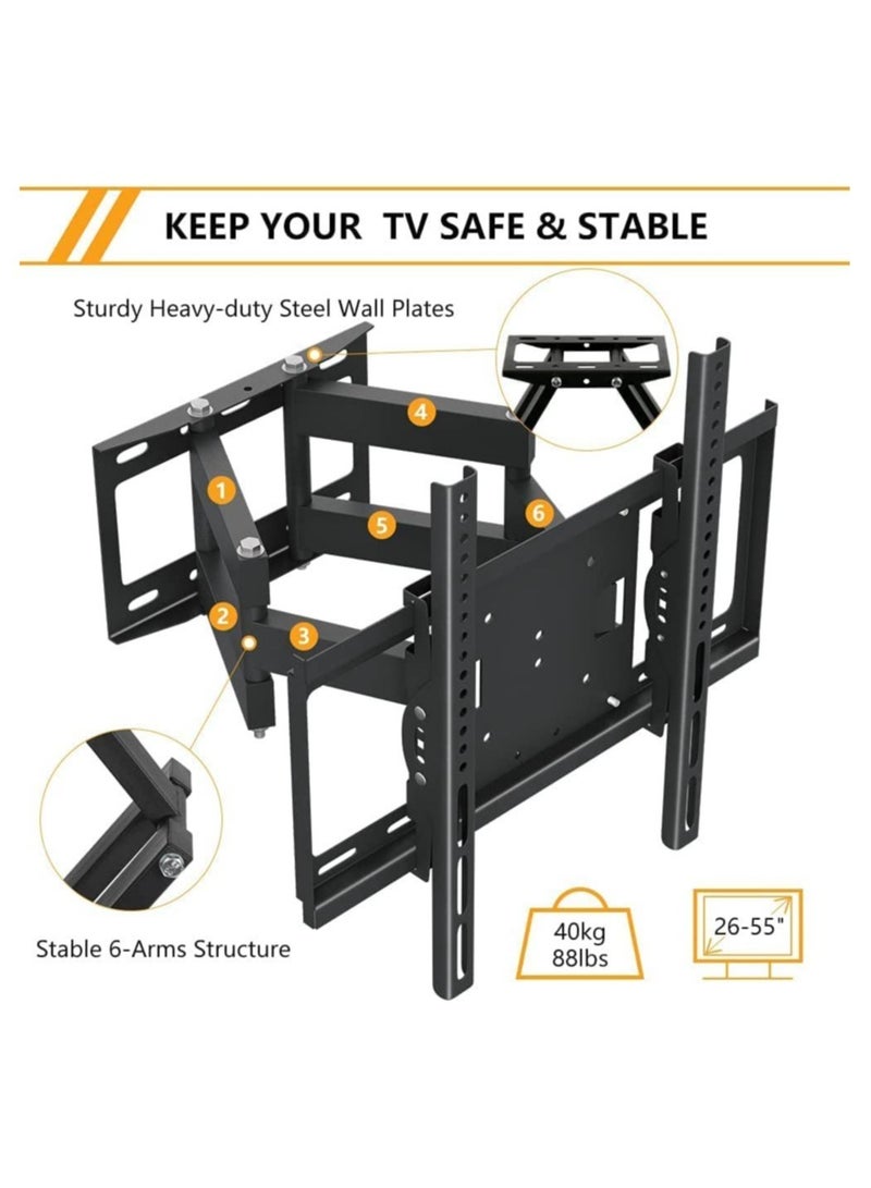 ELTRAZONE TV Stand/Television Stands for 26 75 Inch TV Wall Mount TV Stand with Rugged Double Arm Bracket Standard Load-bearing 26"-55" Maximum size 75 inch - Image 2