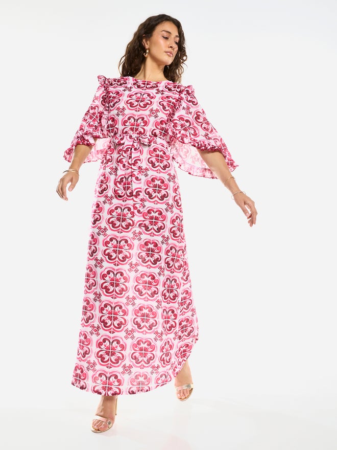 House of Moda Ornate Print Straight-Cut Maxi Dress - Image 3