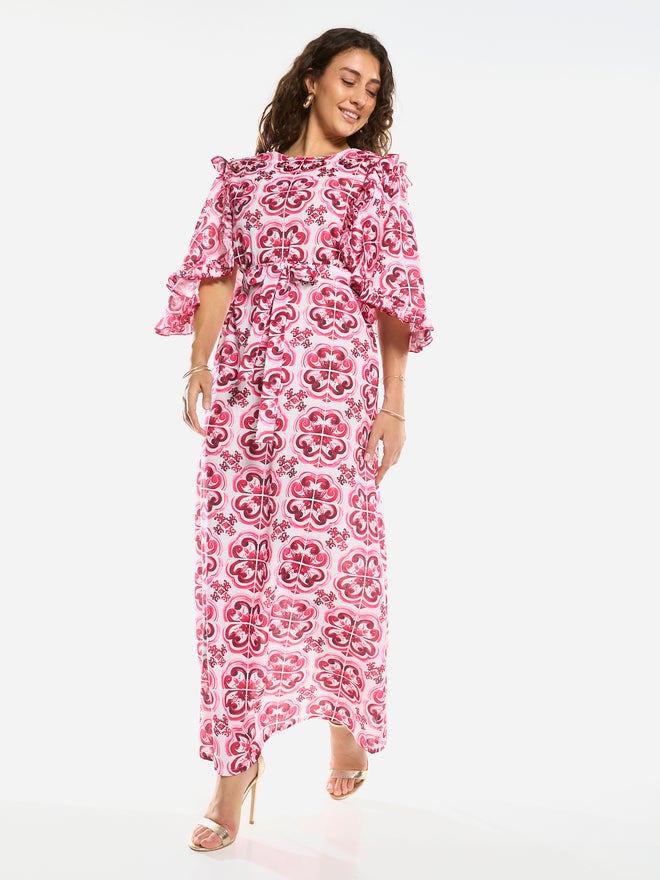 House of Moda Ornate Print Straight-Cut Maxi Dress - Image 1