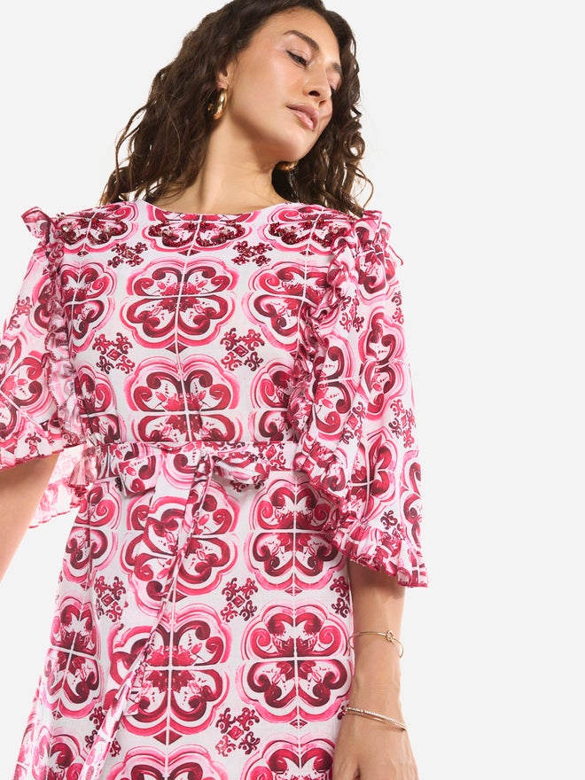 House of Moda Ornate Print Straight-Cut Maxi Dress - Image 5