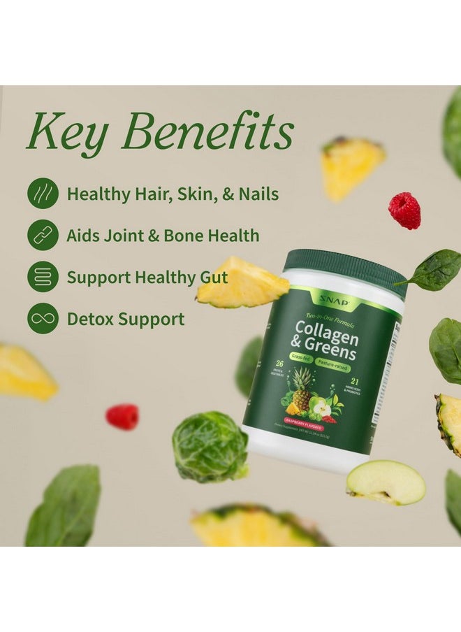 SNAP SUPPLEMENTS Snap Supplements Super Greens Powder with Collagen Peptides, 26 Fruits and Vegetables, Grass Fed, Non-GMO Daily Greens Superfood for Hair, Skin, Nails & Joint Support, 30 Servings  - Image 5