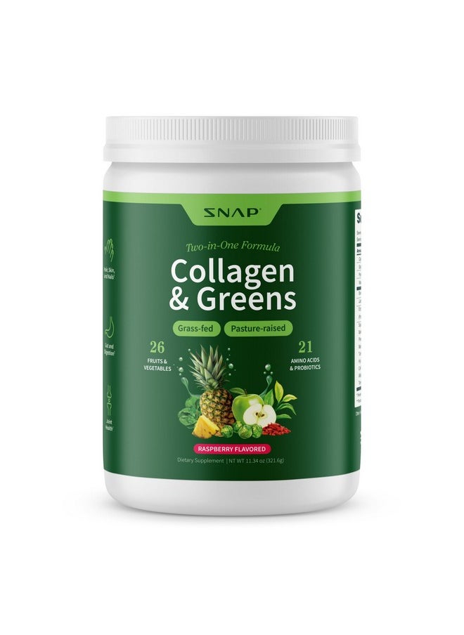 SNAP SUPPLEMENTS Snap Supplements Super Greens Powder with Collagen Peptides, 26 Fruits and Vegetables, Grass Fed, Non-GMO Daily Greens Superfood for Hair, Skin, Nails & Joint Support, 30 Servings  - Image 1