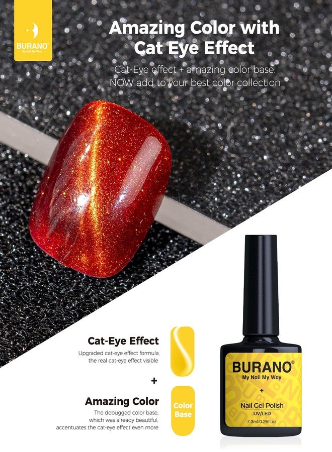 BURANO Cat Eye Gel Nail Polish, 7.3ml Soak Off UV LED Glitter Magnetic Gel Nail Polish, Holographic Cateye Gel Polish for Women DIY Home (MY20) - Image 5