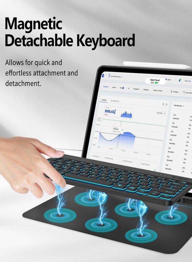 COO for iPad Air 13 Inch Case Keyboard (M3/M2, 2025/2024), Keyboard Case for iPad Pro 12.9 inch 5/6th Gen with Pencil Holder - Wireless Detachable Backlit Keyboard with Auto Sleep/Wake - Image 3