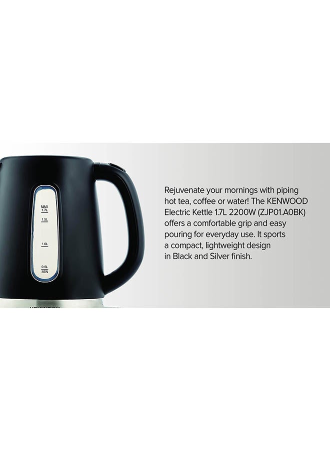 KENWOOD Cordless Electric Kettle With Auto Shut-Off & Removable Mesh Filter 1.7 L 2200 W ZJP01.A0BK Black/Silver - Image 5