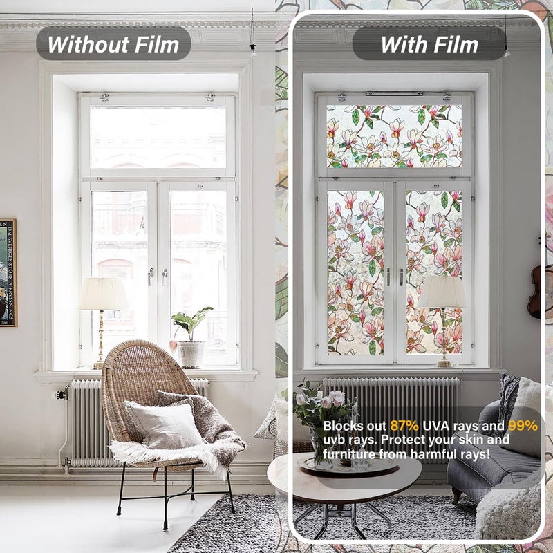 Ranzdn Window Privacy Film - Stained Glass Window Film Static Cling UV & Heat Blocking Rainbow Window Film for Glass Doors, Bedroom Windows - No Glue Premium Vinyl (Easy Install, 23.6"Ã—78.7") - Image 2