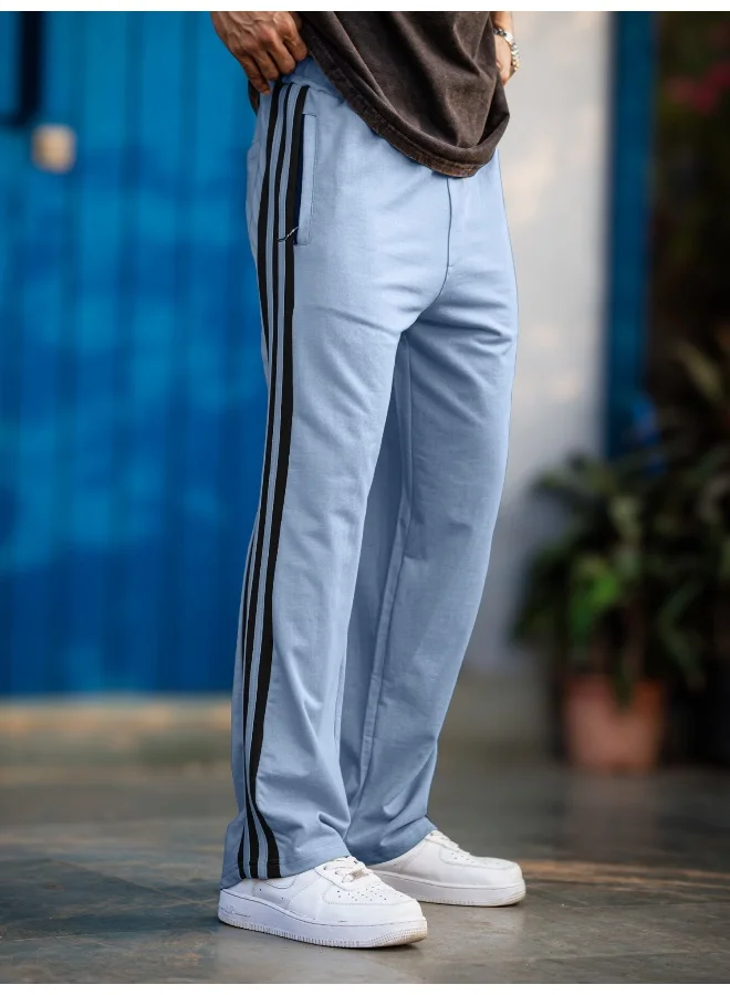 Maniac Maniac Mens ColorBlock Light Grey and Black Color Baggy Fit Pant