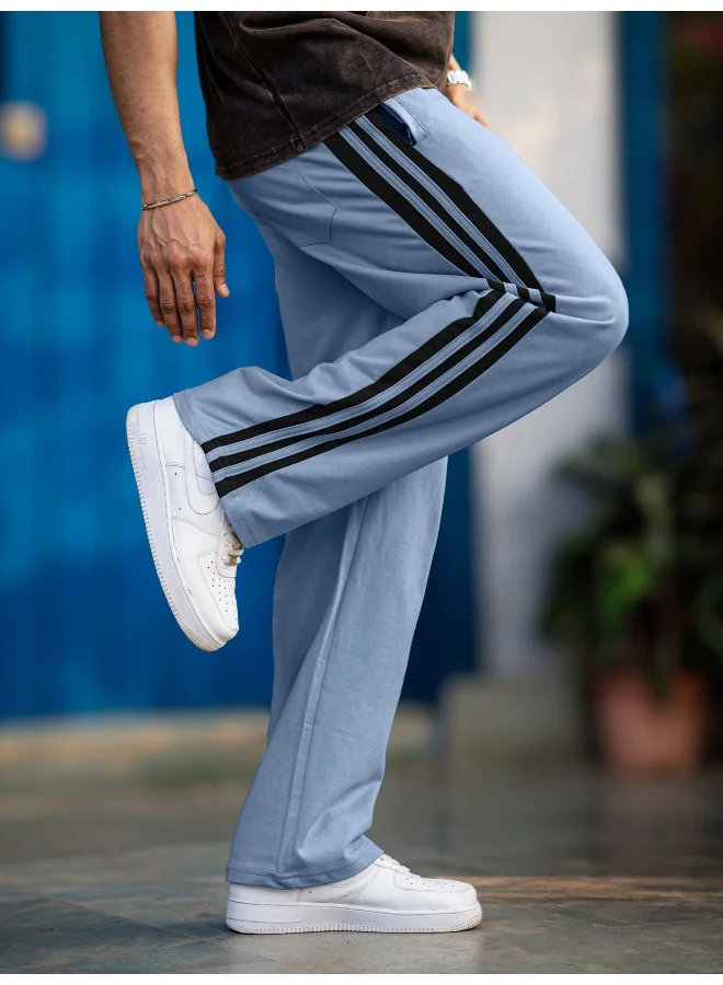 Maniac Maniac Mens ColorBlock Light Grey and Black Color Baggy Fit Pant