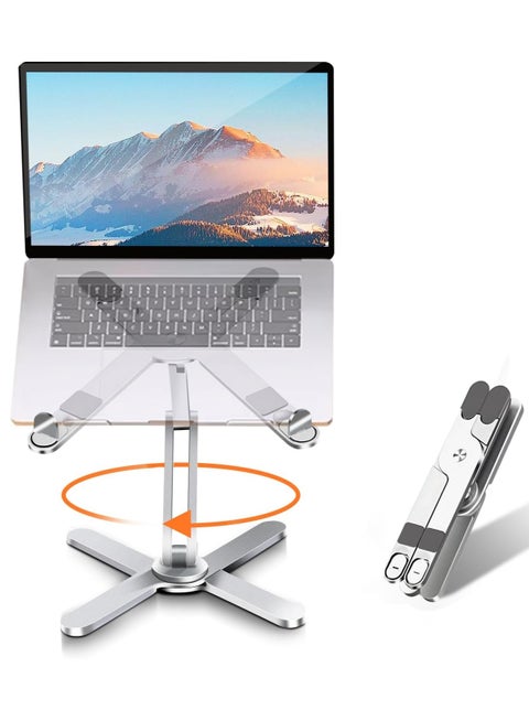 Laptop Stand with 360 Rotating Base, Computer Notebook Laptop Riser Metal Holder for Desk Collaborative Work, Fully Foldable for Easy Storage, Fits All MacBook, Laptops up to 16 inches