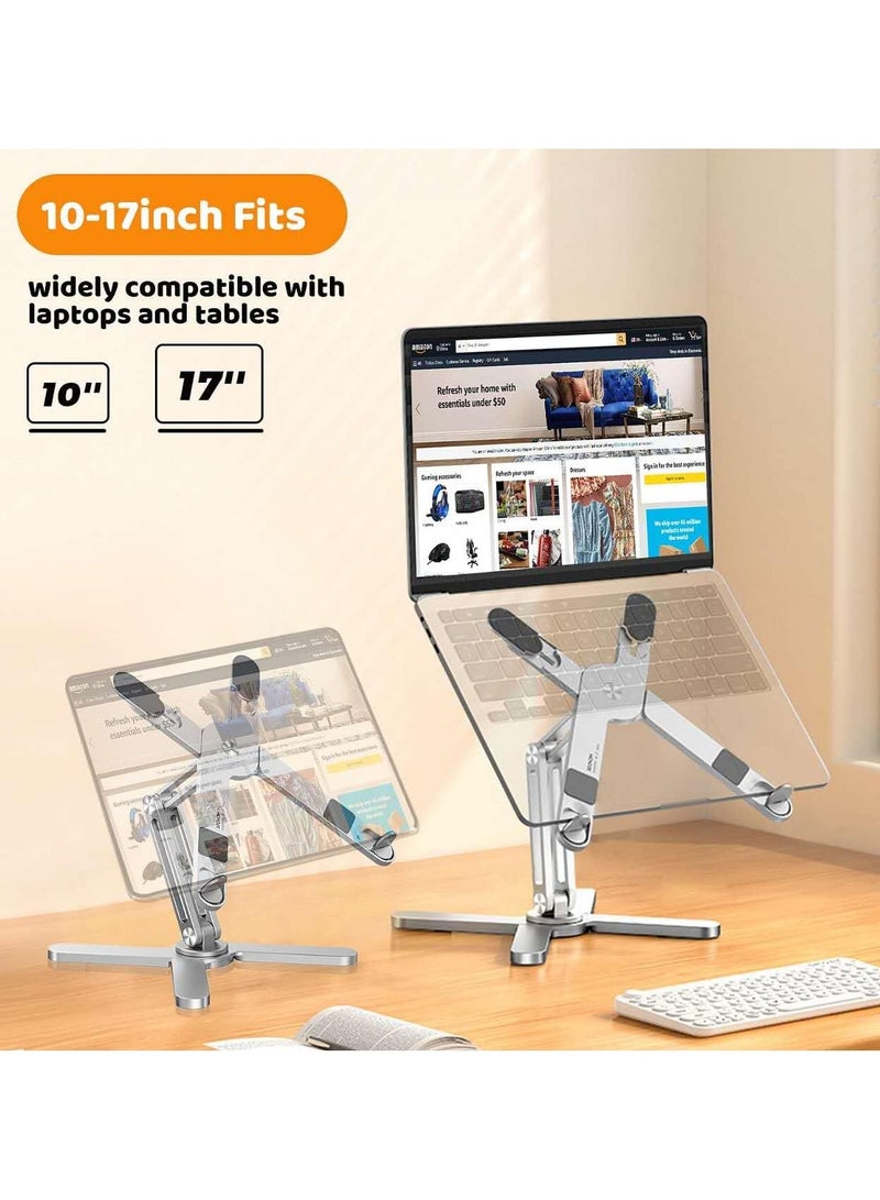 Laptop Stand with 360 Rotating Base, Computer Notebook Laptop Riser Metal Holder for Desk Collaborative Work, Fully Foldable for Easy Storage, Fits All MacBook, Laptops up to 16 inches