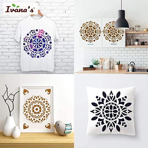 IVANA'S Mandala Art Stencil for Art & Craft, Reusable DIY Decorative Stencil for Painting on Canvas, Fabric, Cloth, Paper, Glass, Furniture and Wall, Size - 12 x 12 inch, IVS-1045, Off White - Image 4