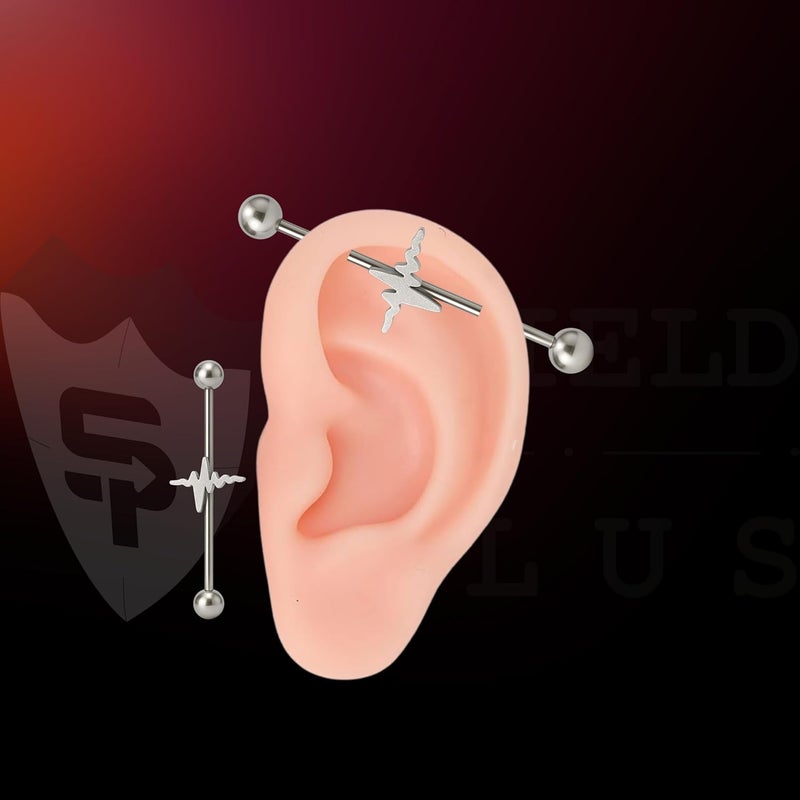 SHIELD PLUS 316L Industrial Ear Piercing Barbell 14G Surgical Steel 38 mm Unisex Cartilage Jewelry (1 Piece) - Image 3