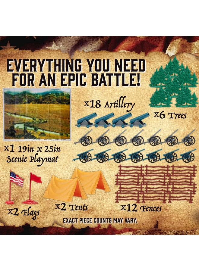 SCS Direct مجموعة ألعاب جنود الجيش من الحرب الأهلية - 120 قطعة مع جنود الكونفدرالية والاتحاد، ومدافع، وعربات، وخيول قابلة للركوب، وتضاريس، وسجادة لعب عملاقة - رائعة للديوراما ومشاريع المدرسة - Image 5