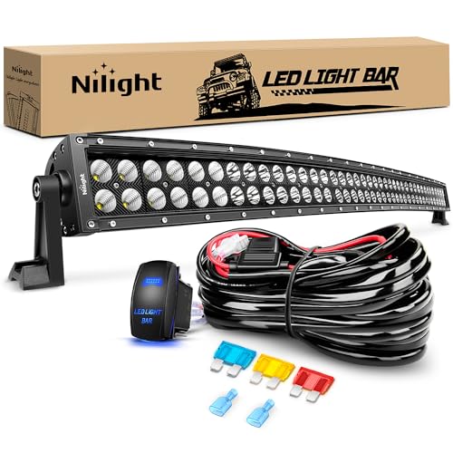 Nilight 42Inch 240W Curved Led Light Bar Spot Flood Combo Led Off Road Lights and 14AWG 5Pin Rocker Switch Wiring Harness Kit for Truck ATV UTV SUV Boat Jeep Lamp,2 Years Warranty - Image 1