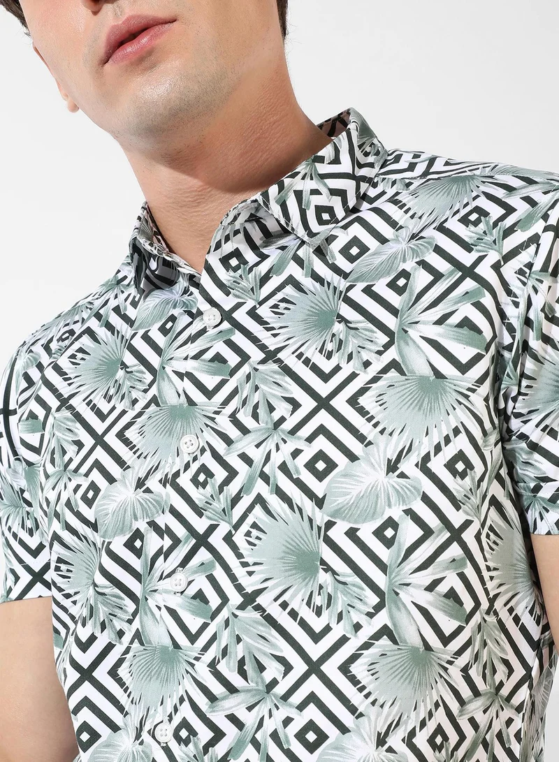 Campus Sutra Men's Multicolour Printed Regular Fit Casual Shirt