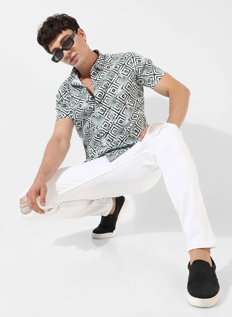 Campus Sutra Men's Multicolour Printed Regular Fit Casual Shirt