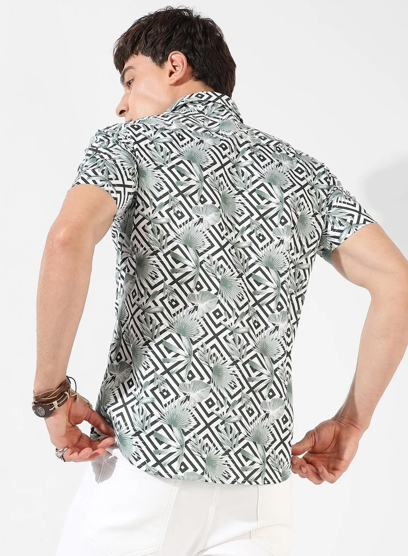 Campus Sutra Men's Multicolour Printed Regular Fit Casual Shirt