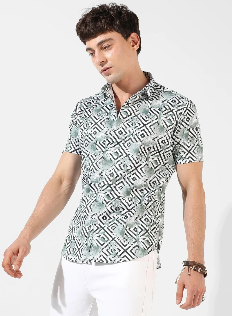 Campus Sutra Men's Multicolour Printed Regular Fit Casual Shirt