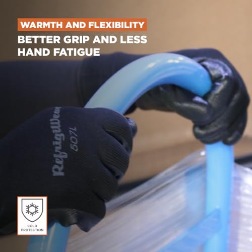 RefrigiWear Warm Dual Layer Thermal Ergo Grip Work Gloves with Textured Rubber Nitrile Coated Palm, Black - Medium - Image 4