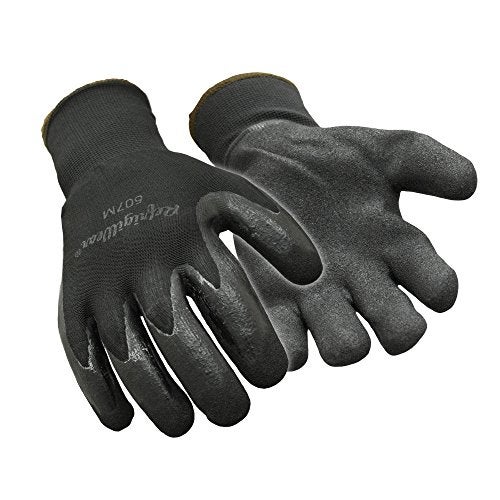 RefrigiWear Warm Dual Layer Thermal Ergo Grip Work Gloves with Textured Rubber Nitrile Coated Palm, Black - Medium - Image 1
