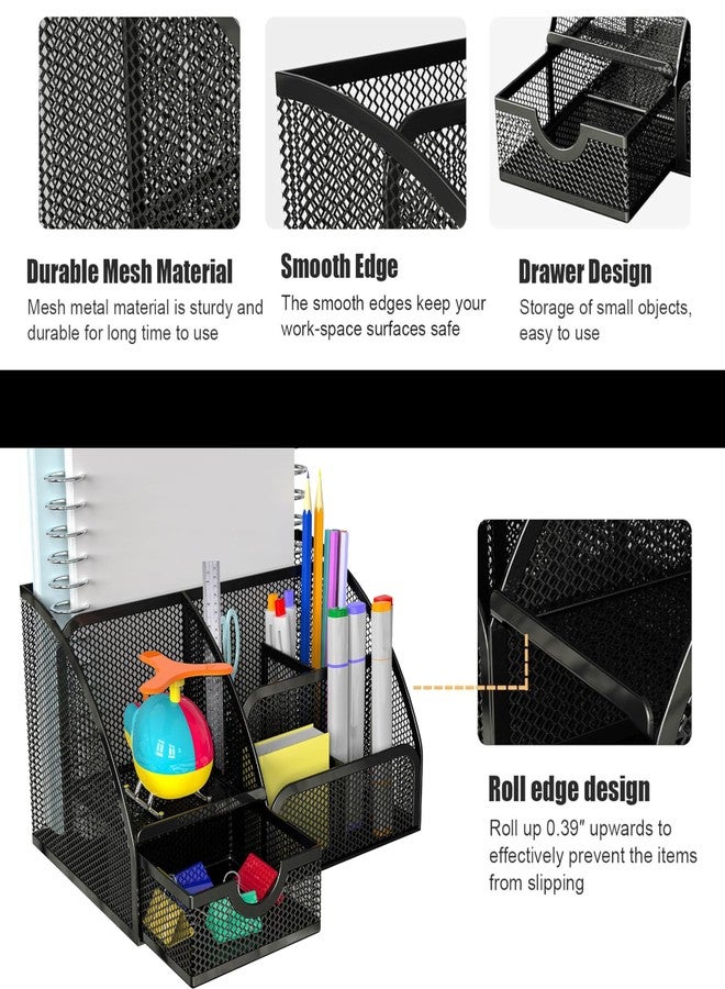 Scindaly Black Office Desk Accessories Supplies, 12pcs Desk Organizers and Accessories with Tape dispenser and Stapler,Staples,Staple Remover,Pen Holder,Scissor,Ruler,Sticky Tabs,Tape,Ballpoint Pen,Clips Set - Image 2