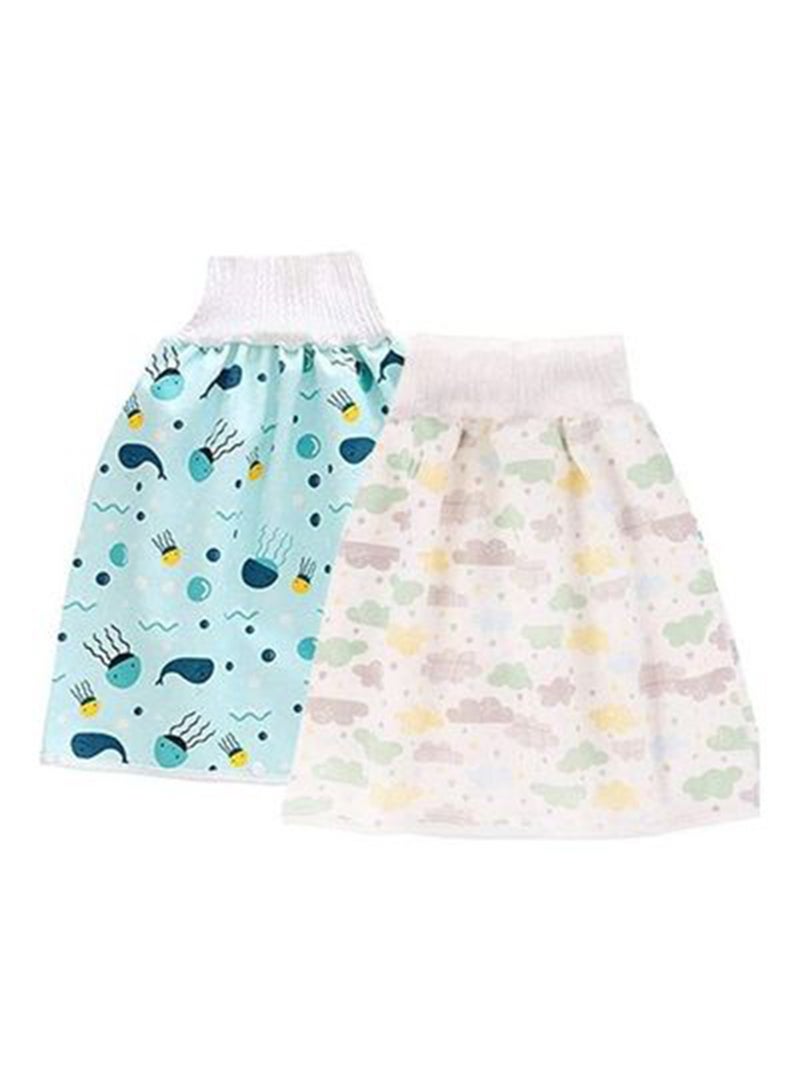 Toddler Training Waterproof Diaper Skirt For Baby Girls, 2-Piece - Multicolour - Image 1