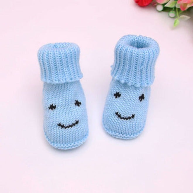 Qi Ta Handmade Knitted Baby Socks Shoes for Newborns, Cotton Breathable Anti-Slip Cartoon Booties, 0-3-6 Months, Spring Autumn - Image 1