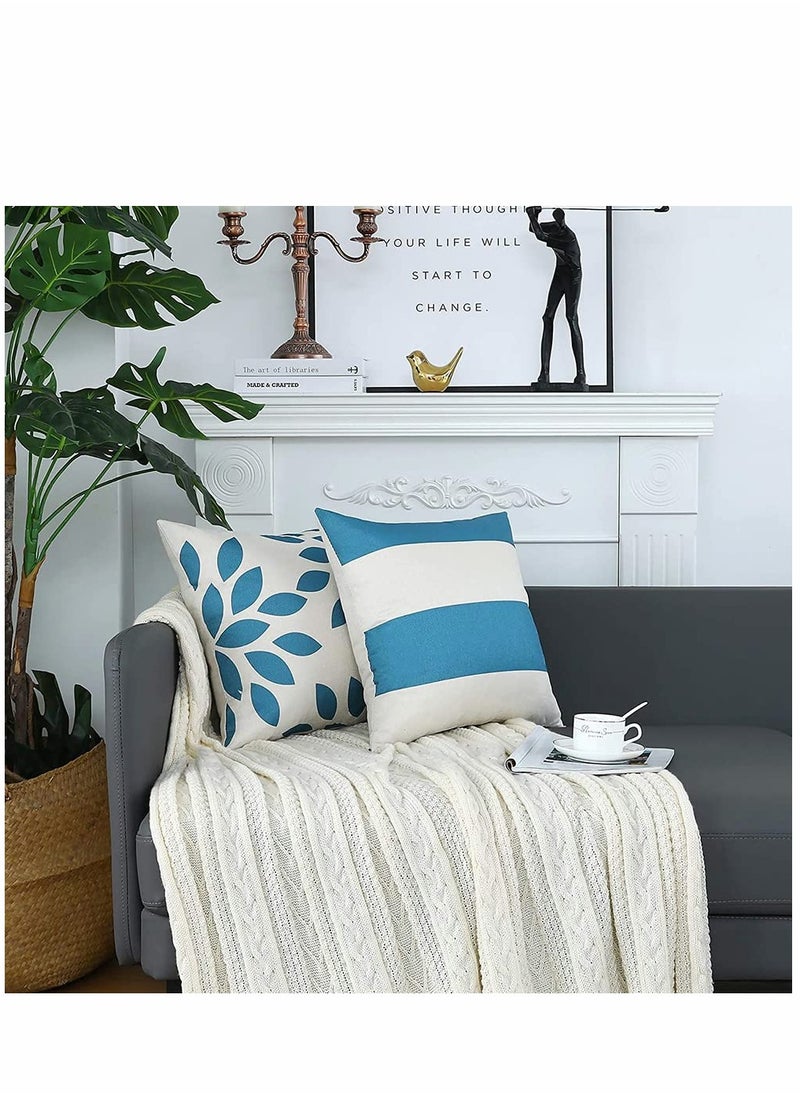KASTWAVE Throw Pillow Covers, 4 Pcs Cotton Linen Farmhouse Home Decor Square Geometric Abstract Accent Pillow Cover Decorative Cushion Modern Outdoor Indoor Pillow Case for Couch Sofa Chair  - Image 3