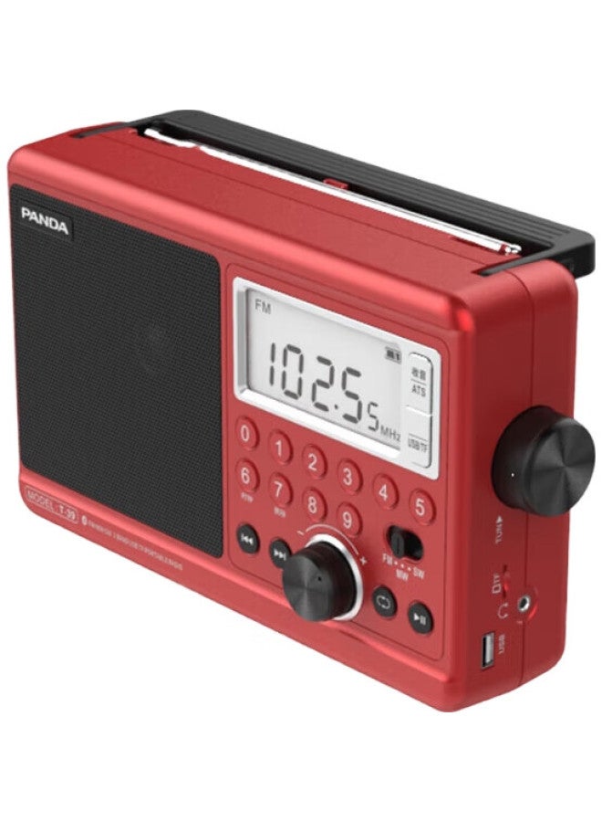 Panda Panda T-39 Digital Display Radio All-Band Desktop Player For Elderly, With Sd Card And Usb Drive Slots, Rechargeable Semiconductor, Red - Image 2