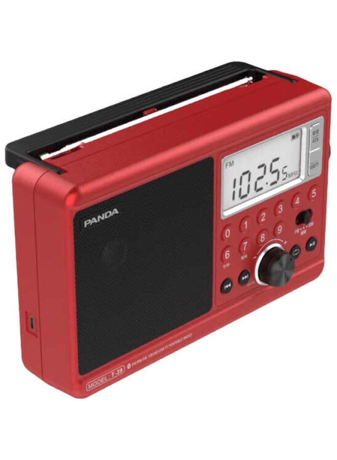 Panda Panda T-39 Digital Display Radio All-Band Desktop Player For Elderly, With Sd Card And Usb Drive Slots, Rechargeable Semiconductor, Red - Image 1