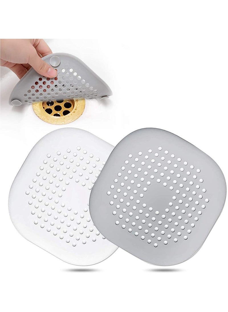 2-Pack Hair Catcher,Square Hair Drain Cover for Shower Silicone Hair Stopper with Suction Cup,Easy to Install Suit for Bathroom,Bathtub,Kitchen  - Image 1