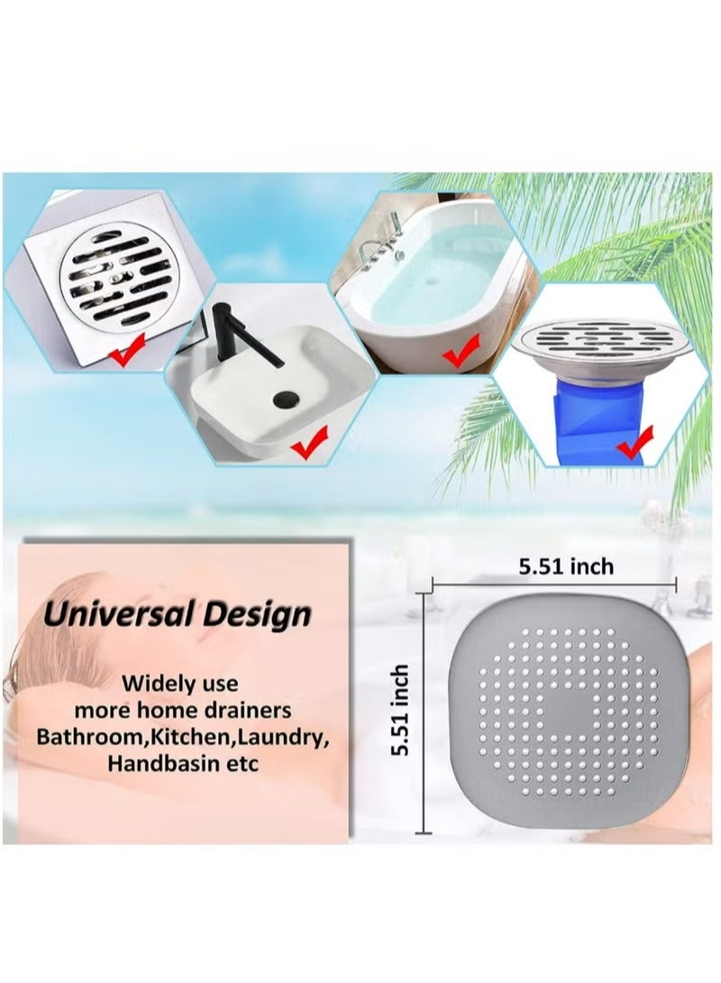 2-Pack Hair Catcher,Square Hair Drain Cover for Shower Silicone Hair Stopper with Suction Cup,Easy to Install Suit for Bathroom,Bathtub,Kitchen  - Image 3