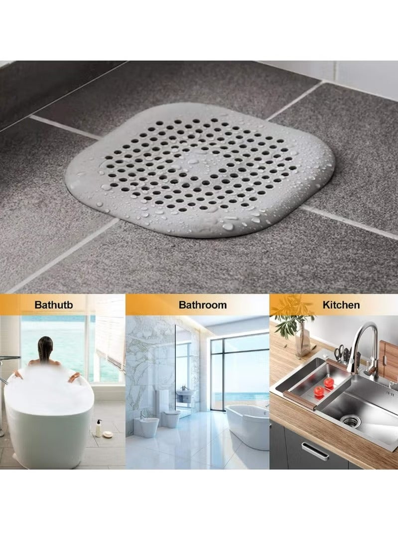 2-Pack Hair Catcher,Square Hair Drain Cover for Shower Silicone Hair Stopper with Suction Cup,Easy to Install Suit for Bathroom,Bathtub,Kitchen  - Image 2
