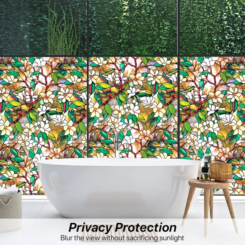 WALLTON Self Adhesive Window Film Vinyl Frosted Privacy Glass Film for Window Glass Decorative Window Sticker Wallpaper Sheet for Glass Door, Bathroom, Home, Window.(Green Patti, 16x200 Inch) - Image 4