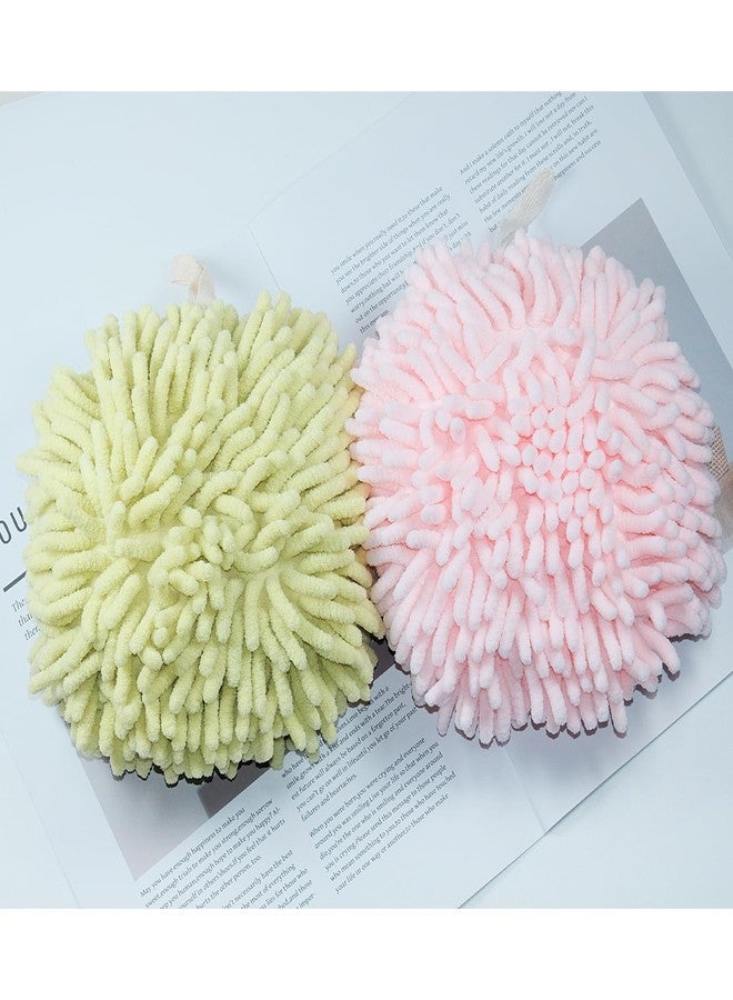 Featuman Decorative Ball Hand Towel with Loop, 2 Pcs Quick Drying Soft Chenille Hand Towels for Bathroom, Kitchen, Home Decoration (Pink and Purple) - Image 3