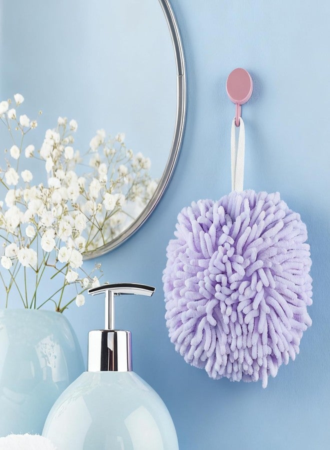 Featuman Decorative Ball Hand Towel with Loop, 2 Pcs Quick Drying Soft Chenille Hand Towels for Bathroom, Kitchen, Home Decoration (Pink and Purple) - Image 5