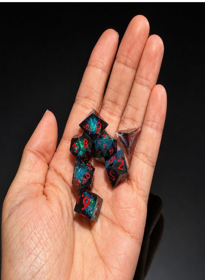 YEMEKO Mini DND Dice Set Tiny Dice 7 Pcs Handmade Sharp Edge Accessories Dice for Dungeons and Dragons, Polyhedral Resin Dice - Image 1