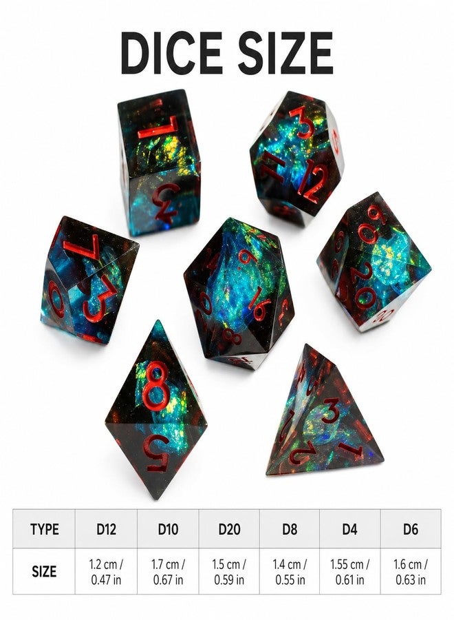 YEMEKO Mini DND Dice Set Tiny Dice 7 Pcs Handmade Sharp Edge Accessories Dice for Dungeons and Dragons, Polyhedral Resin Dice - Image 5
