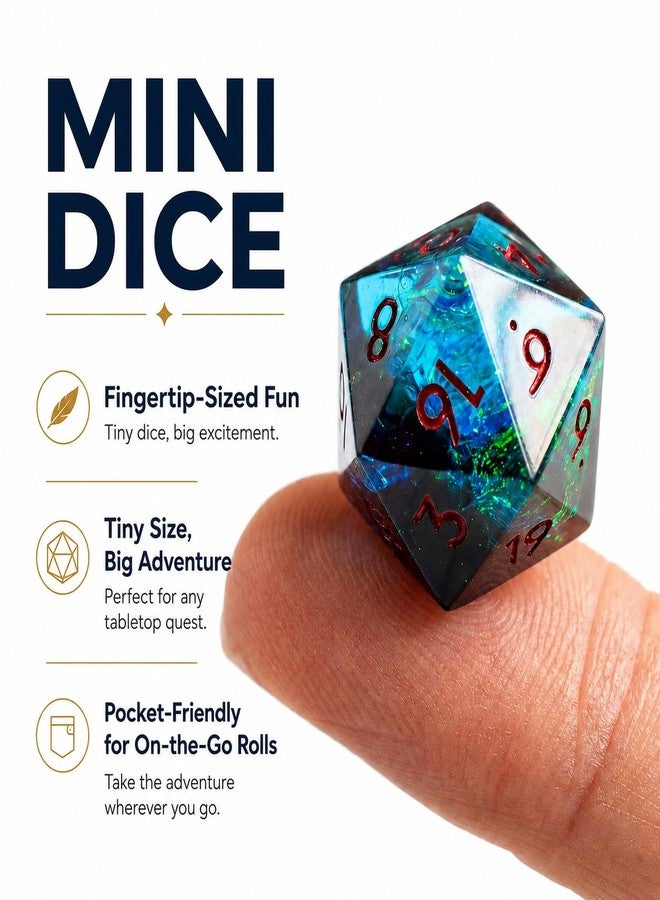 YEMEKO Mini DND Dice Set Tiny Dice 7 Pcs Handmade Sharp Edge Accessories Dice for Dungeons and Dragons, Polyhedral Resin Dice - Image 2