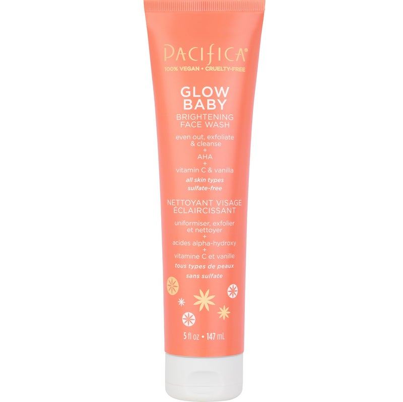 Pacifica Glow Baby Brightening Facial Cleanser 5oz  Vitamin C  Glycolic Acid AHA Face Wash for Radiance  Daily Cleanser for AntiAging Exfoliating for Smooth Even Glowing Skin Vegan Clean Beauty