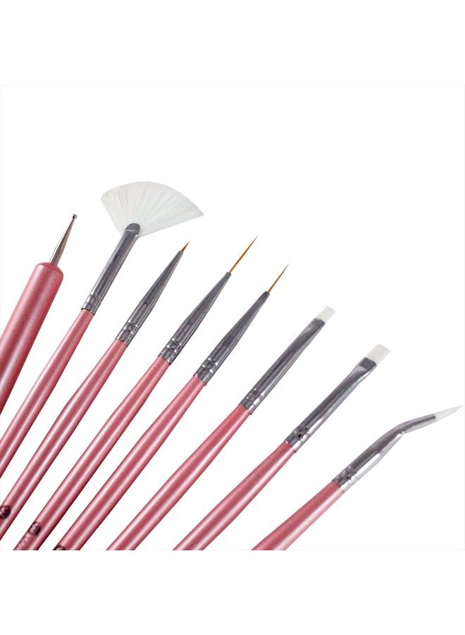Winstonia 8 pcs Professional Nail Art Brushes Tools Kit Set - 'Glam Gadgets' Detailer, Liner, Dotter, Fan Brush, Striping Brush, Uv Gel Brush, Angular Brush - Image 3