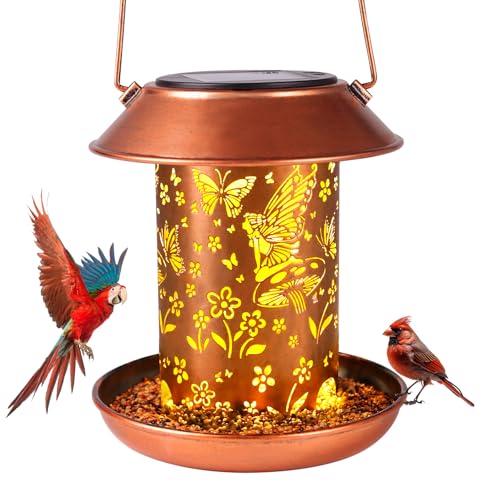 WACLSTDAY Solar Bird Feeders for Outdoors HangingMetal Waterproof Outdoor Summer Bird Feeders Lantern Modeling DecorWild Bird Feeder Weather Resistant Gifts for FriendsYardPatioPorchBalcony - Image 3