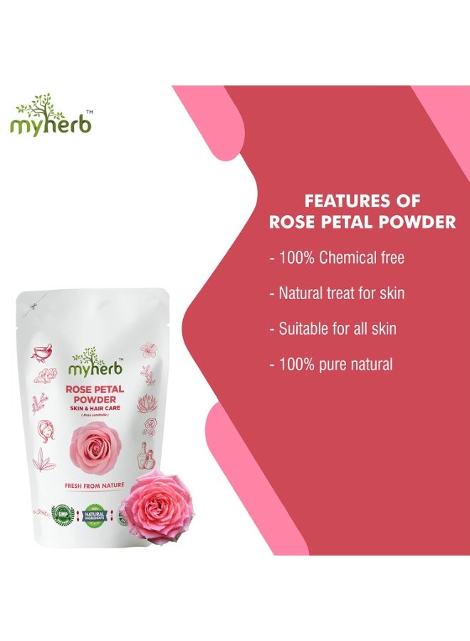 ماي هيرب مسحوق بتلات الورد (روزا سنتيفوليا) من MYHERB - نقي وطبيعي وعضوي 100% ومُصفّى مرتين || 227 جم / 0.5 رطل || تركيبة أيورفيدا || للبشرة، قناع للوجه لتفتيح البشرة ونضارتها || للرجال والنساء - Image 4