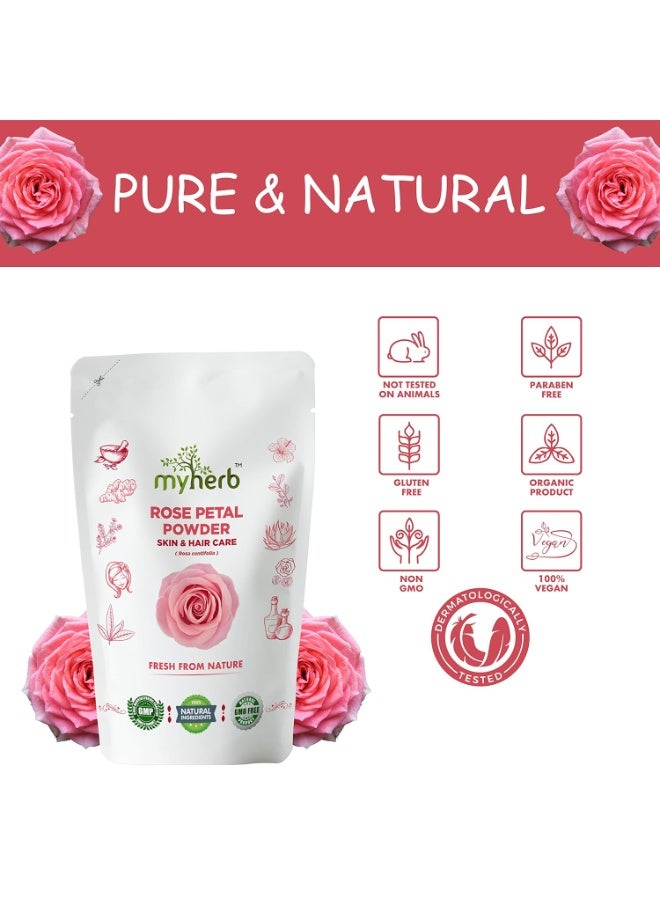 ماي هيرب مسحوق بتلات الورد (روزا سنتيفوليا) من MYHERB - نقي وطبيعي وعضوي 100% ومُصفّى مرتين || 227 جم / 0.5 رطل || تركيبة أيورفيدا || للبشرة، قناع للوجه لتفتيح البشرة ونضارتها || للرجال والنساء - Image 2