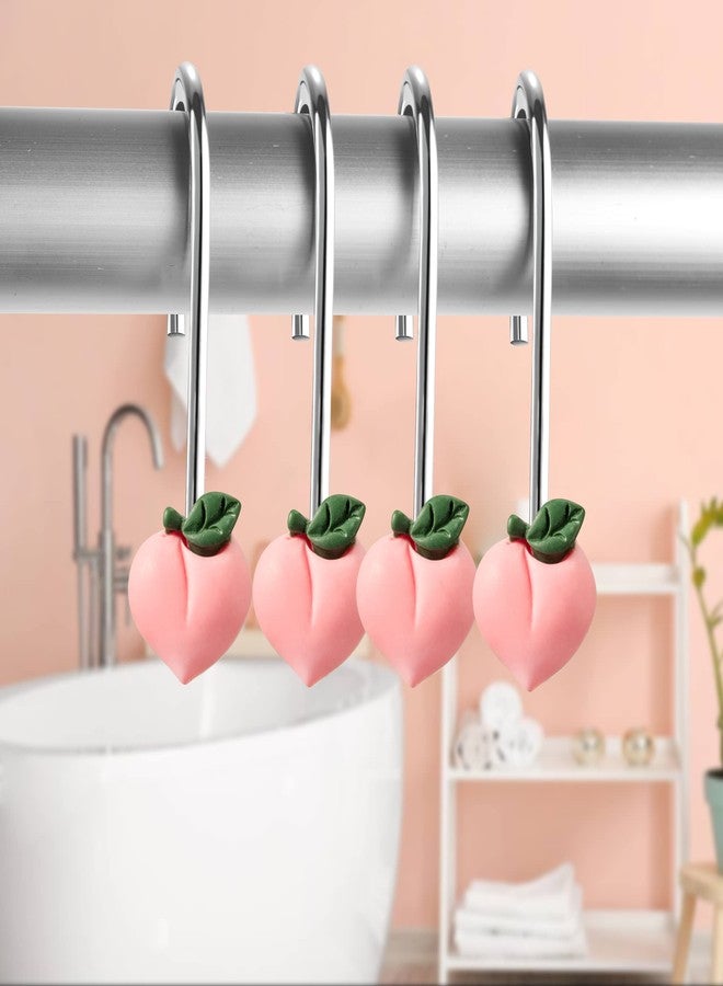 W1cwey خطافات ستارة حمام W1cwey بلون الخوخ - مجموعة من 12 قطعة من إكسسوارات ديكور الحمام المصنوعة من الراتنج بلون الخوخ، حلقات وخطافات ستارة حمام منزليّة منزليّة مزخرفة، مقاومة للصدأ، مصنوعة من الفولاذ المقاوم للصدأ، بتصميم ثنيات. - Image 3