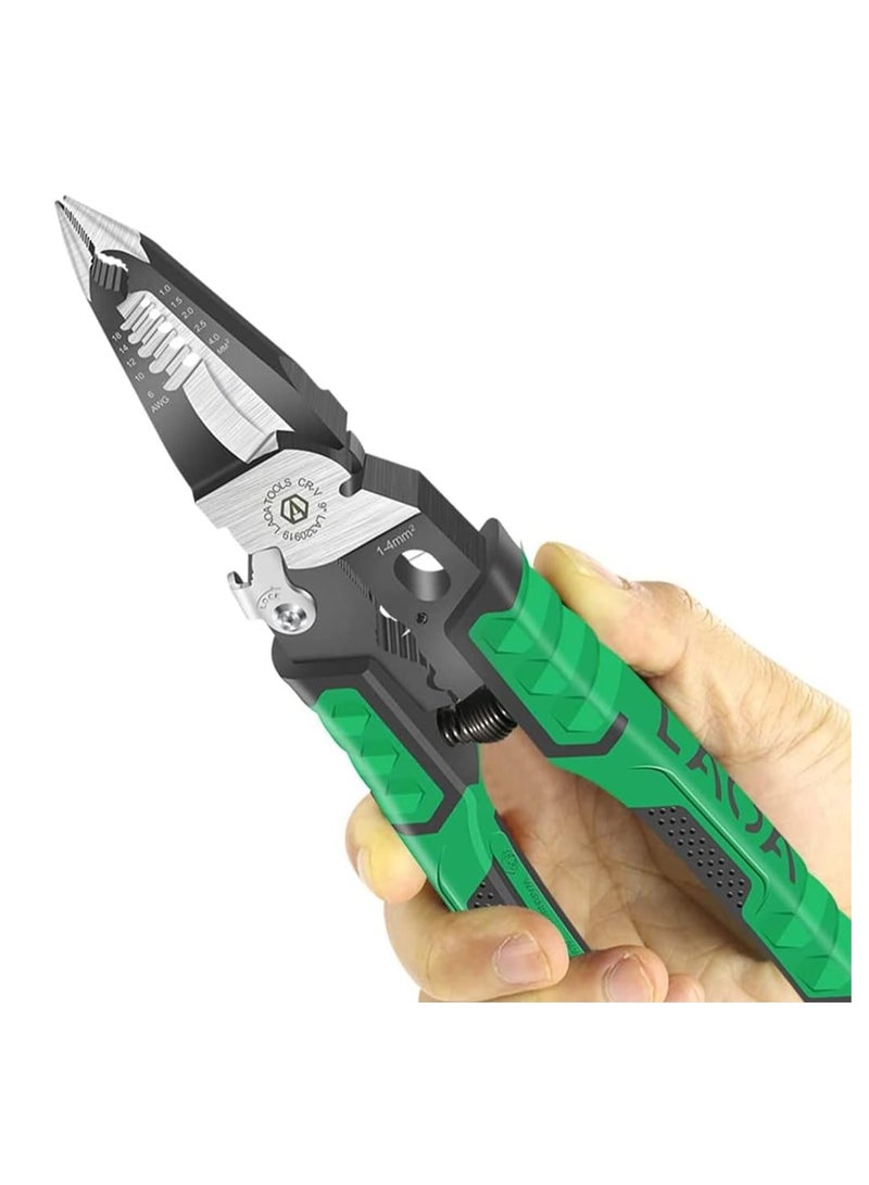 Excefore Electrician Pliers, Needle Nose Pliers, 9 in 1 Multifunctional for Clamping, Screwing, Wire Stripping, Cable Cutting, Wire Cutting, Wire Opening, Wire Splitting Hand Tools  - Image 1
