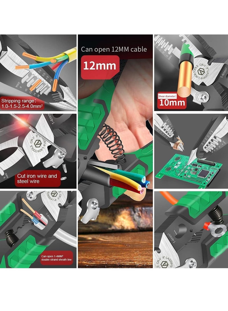 Excefore Electrician Pliers, Needle Nose Pliers, 9 in 1 Multifunctional for Clamping, Screwing, Wire Stripping, Cable Cutting, Wire Cutting, Wire Opening, Wire Splitting Hand Tools  - Image 2