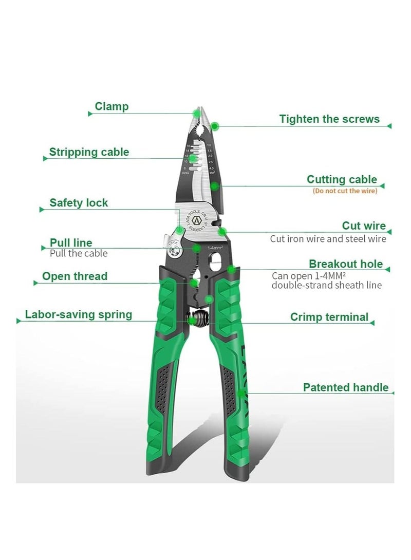 Excefore Electrician Pliers, Needle Nose Pliers, 9 in 1 Multifunctional for Clamping, Screwing, Wire Stripping, Cable Cutting, Wire Cutting, Wire Opening, Wire Splitting Hand Tools  - Image 4