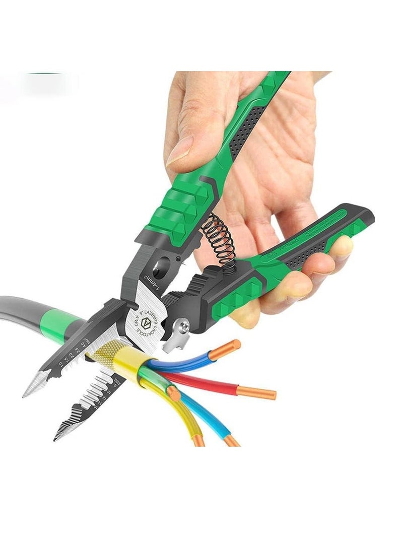 Electrician Pliers, Needle Nose Pliers, 9 in 1 Multifunctional for Clamping, Screwing, Wire Stripping, Cable Cutting, Wire Cutting, Wire Opening, Wire Splitting Hand Tools
