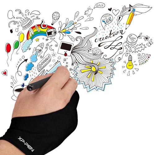 XP-PEN XPPen Anti-fouling Two-Finger Lycra Glove for Enhanced Drawing Experience on Pen Tablets and Displays, Sleek Black Design, One Size Fits All – Perfect for Right and Left-Handed Artists - Image 1